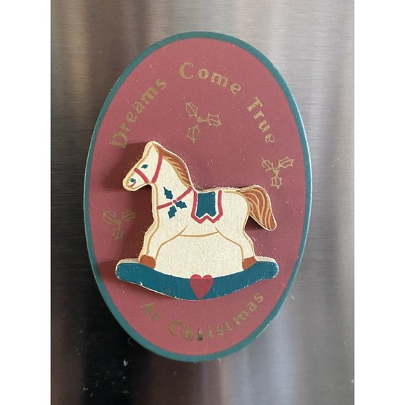 Vintage Russ Folk Art Style Wooden Wood Christmas Refrigerator Magnets Lot Of 2 - Picture 3 of 16